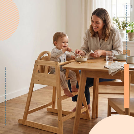 Wooden Baby High Chair with Harness, Natural Pine