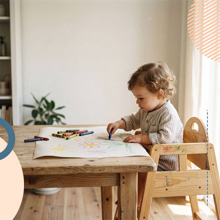 Wooden Baby High Chair with Harness, Natural Pine