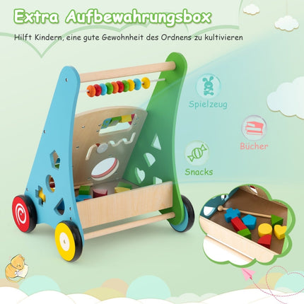 Wooden Baby Walker with Activities, Smooth Handles