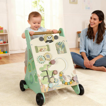 Wooden Baby Walker with Speed Control and Activity Center