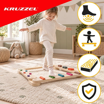 Wooden Balance Track for Kids 14 Pieces, Sensory Path, 60 cm Beams, XL