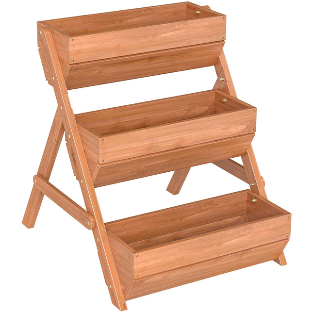 Wooden Balcony Herb Planter, 3-Tier, Drainage Holes