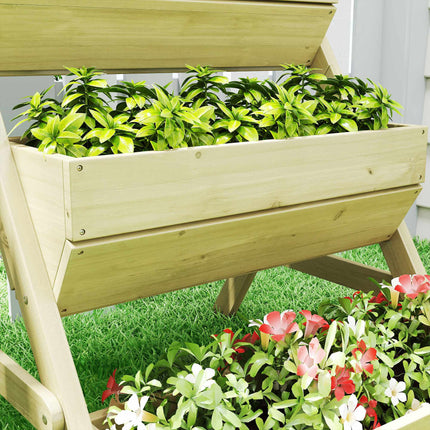 Wooden Balcony Herb Planter, 3-Tier, Drainage Holes