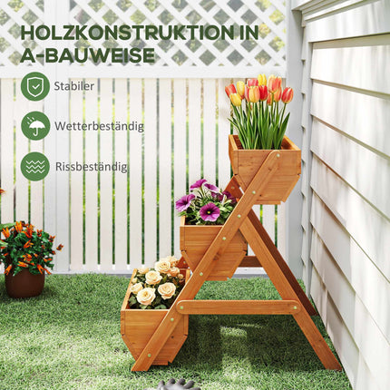 Wooden Balcony Herb Planter, 3-Tier, Drainage Holes