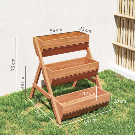 Wooden Balcony Herb Planter, 3-Tier, Drainage Holes