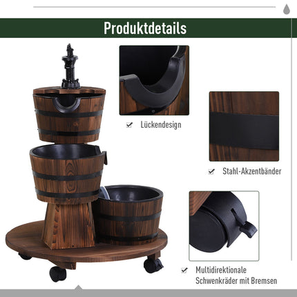 Wooden cascade fountain with pump, charred fir, 60x60x78 cm