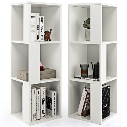 Wooden Bookshelf Set with Anti-Tip, 3-Tier, 33x33x100.5 cm, White