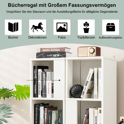 Wooden Bookshelf Set with Anti-Tip, 3-Tier, 33x33x100.5 cm, White