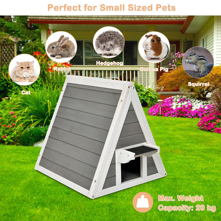 Wooden Cat House, Weatherproof Asphalt Roof, Grey