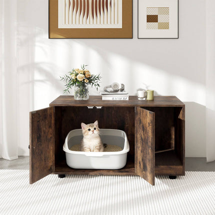 Wooden Cat Litter Box Enclosure with Scratching Board