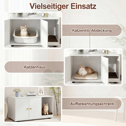 Wooden Cat Litter Box Enclosure with Scratching Board