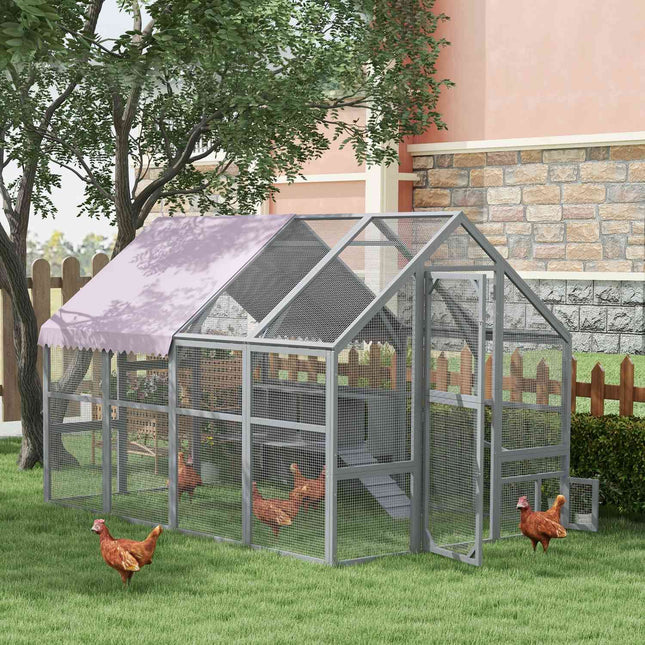 Chicken house with run and nesting box, suitable for 8-12 chickens