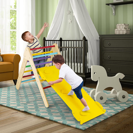 Wooden Climbing Triangle Set, 3-in-1 Slide Ramp
