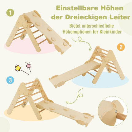 Wooden Climbing Triangle Set with Slide & Ramp