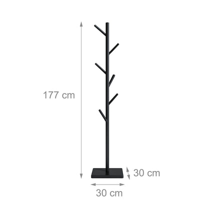 Wooden Coat Rack with 8 Hooks, Freestanding