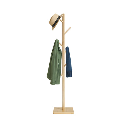 Wooden Coat Rack with 8 Hooks, Freestanding