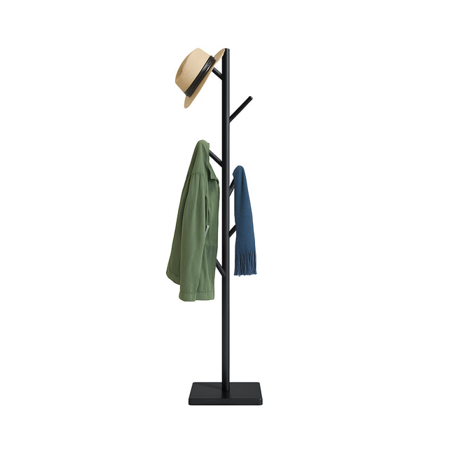 Wooden Coat Rack with 8 Hooks, Freestanding