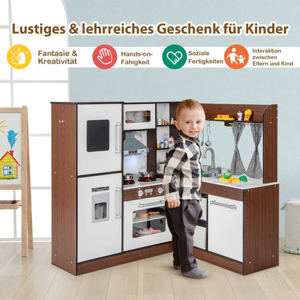 Wooden Corner Play Kitchen with Lights & Sounds