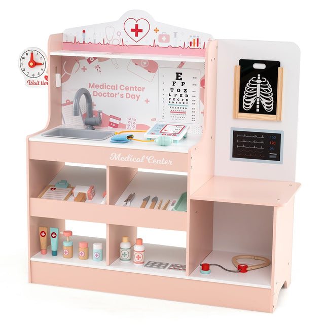 Wooden Doctor Playset with 24-Piece Medical Accessories