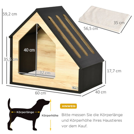 Wooden dog house with cushion, suitable for small pets up to 8 kg
