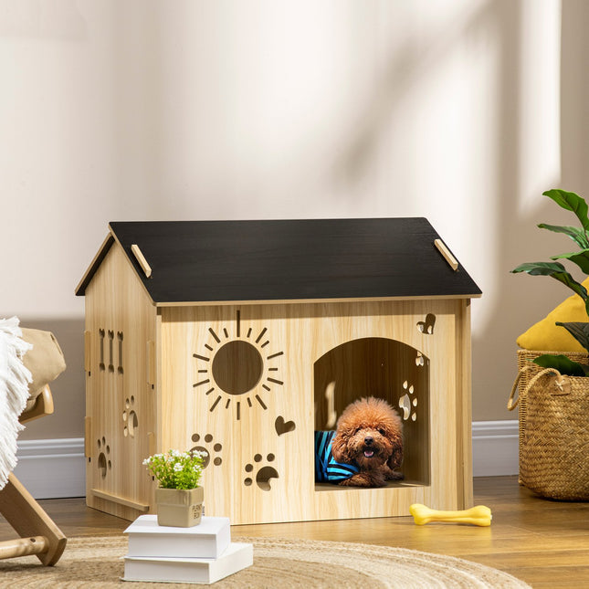 Wooden dog house with roof and ventilation, small 69cm