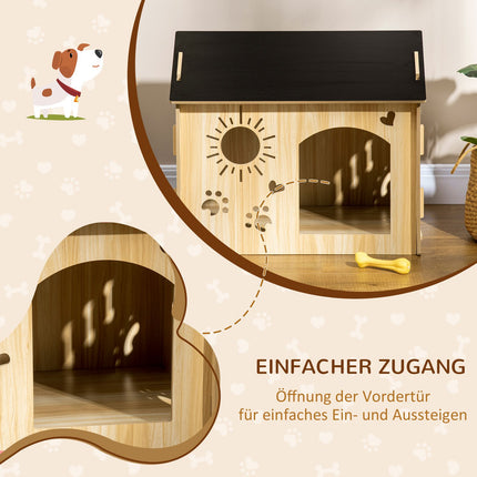 Wooden dog house with roof and ventilation, small 69cm