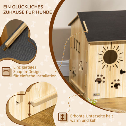 Wooden dog house with roof and ventilation, small 69cm