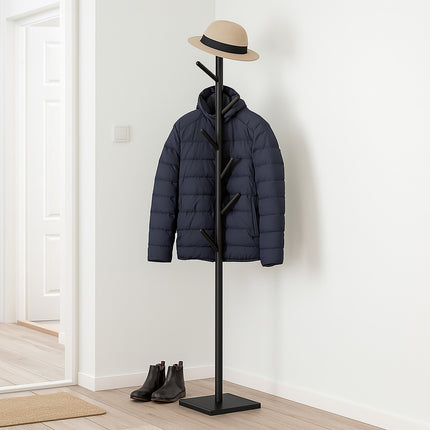 Wooden Freestanding Coat Rack with 8 Hooks