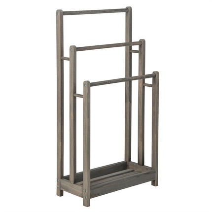 Wooden Freestanding Towel Rack with 3 Bars & Shelf