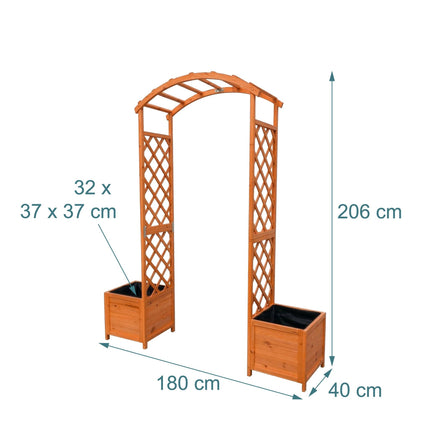 Wooden Garden Arch with Planters, Fir, 206x180x40 cm