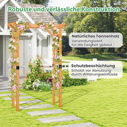 Wooden Garden Arch with Roof and Trellis, Orange, 140x60x215 cm