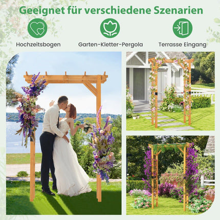 Wooden Garden Arch with Roof and Trellis, Orange, 140x60x215 cm