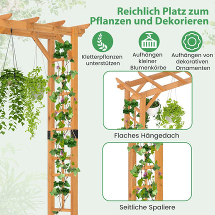 Wooden Garden Arch with Roof and Trellis, Orange, 140x60x215 cm