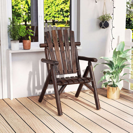 Wooden Garden Bench with Armrests, Brown, 2-Person