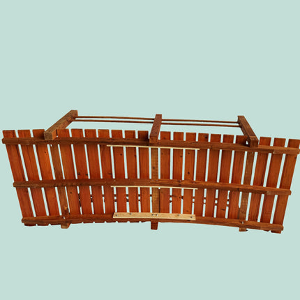 Wooden Garden Bridge with Arch and Railing