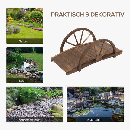 Wooden Garden Bridge with Handrails, 100 x 50 cm