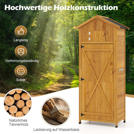 Wooden Garden Cabinet with Lockable Barn Door & Shelves