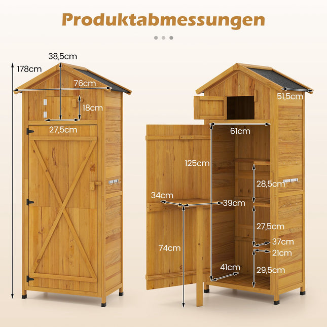 Wooden Garden Cabinet with Lockable Barn Door & Shelves
