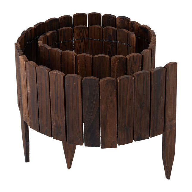 Wooden Garden Edging, Flexible Dark Brown Border