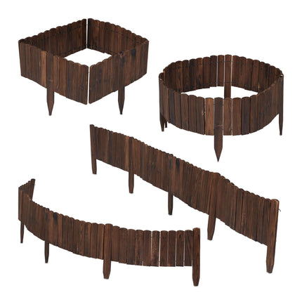Wooden Garden Edging, Flexible Dark Brown Border