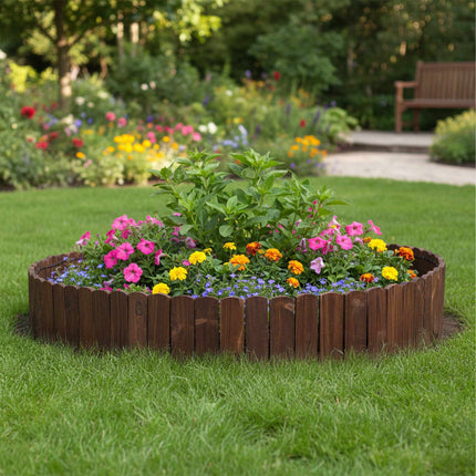 Wooden Garden Edging, Flexible Dark Brown Border