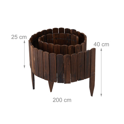 Wooden Garden Edging, Flexible Dark Brown Border
