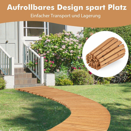 Wooden Garden Pathway, Non-Slip, Rollable, 216 x 43 cm