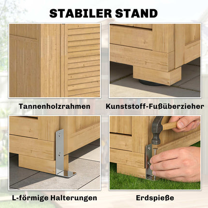 Wooden Garden Shed with Shelves, Lockable Door, 128x57.5x197cm
