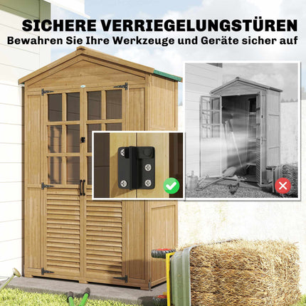 Wooden Garden Shed with Shelves, Lockable Door, 128x57.5x197cm