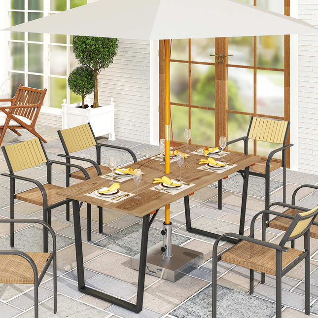 Weather-resistant wooden dining table, 175x80 cm with umbrella hole