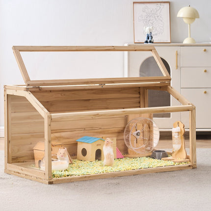 Wooden Hamster Cage, 270 View, Lift-Up Top, 40x20x20in