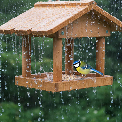 Wooden Hanging Bird Feeder – Easy Clean, Open Design