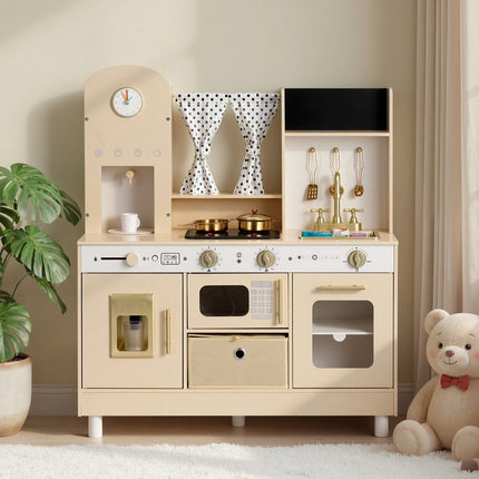 Wooden Kids Play Kitchen Set – Lights, Sounds, Accessories