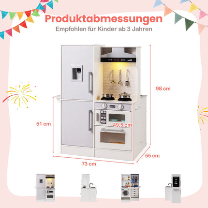 Wooden Kids Play Kitchen Set with Lights and Sounds